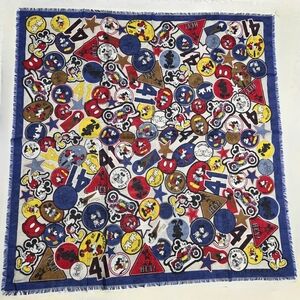COACH X Disney Mickey Mouse Multi Patch Colorful Scarf Vibrant Whimsical Silk